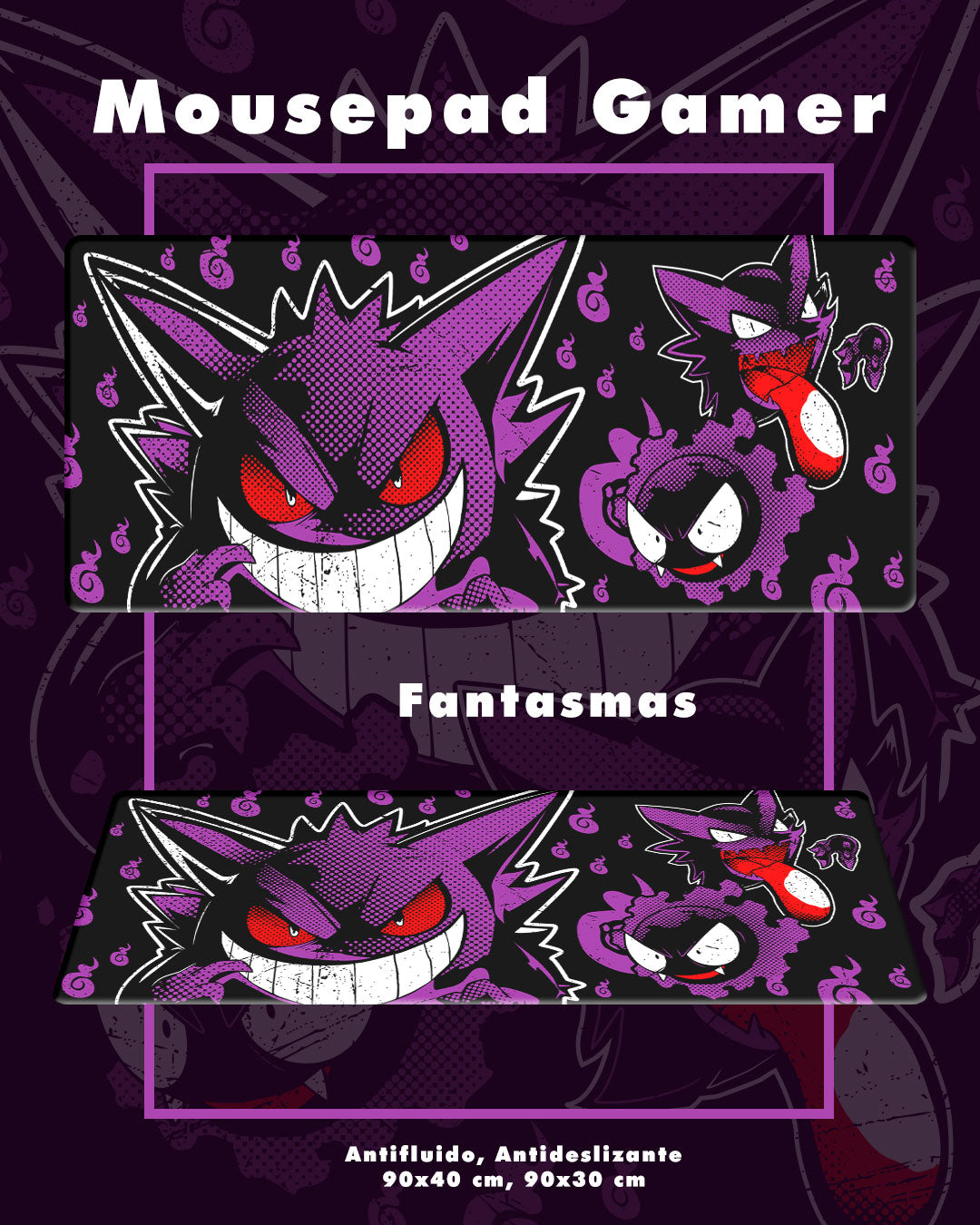 Mousepad Gamer Fantasmas – Gengar Edition | Kmaleon